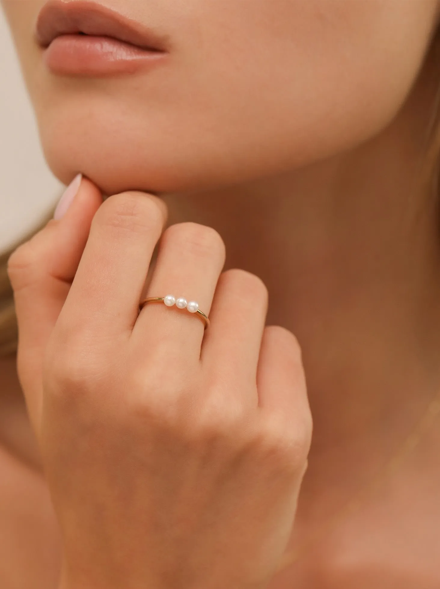 Pearlet Trio Ring / 9K and 18K Solid Gold sold by Nyrelle Jewelry product image thumbnail 5