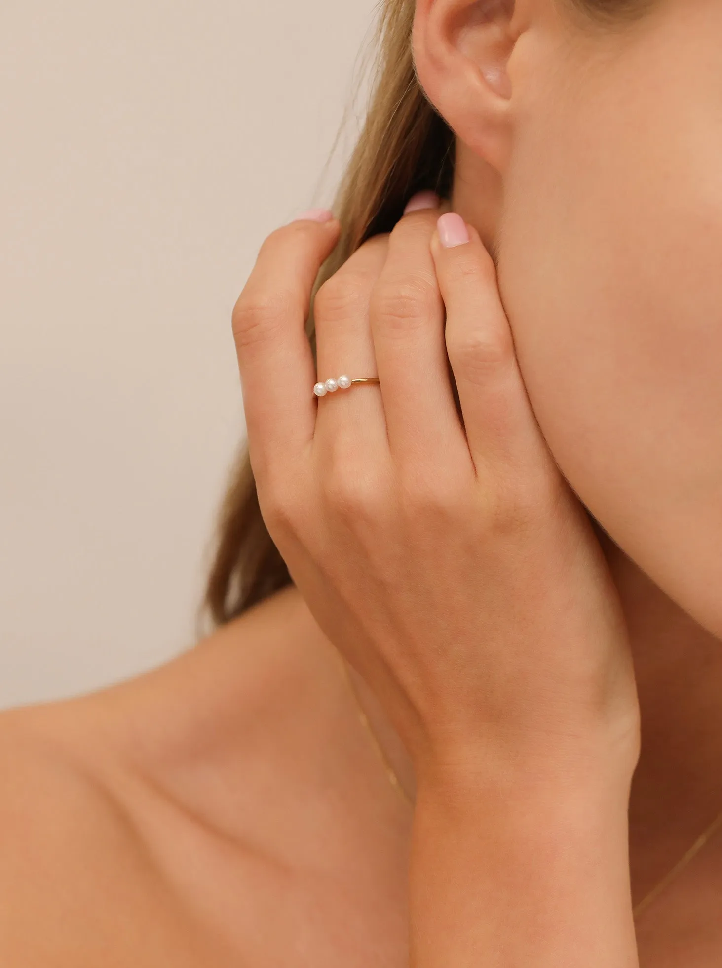 Pearlet Trio Ring / 9K and 18K Solid Gold sold by Nyrelle Jewelry product image thumbnail 4