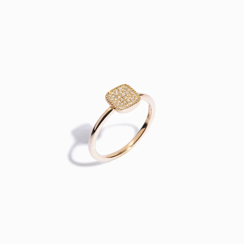 Pavé Diamond Square Ring / 9K and 18K Solid Gold sold by Nyrelle Jewelry
