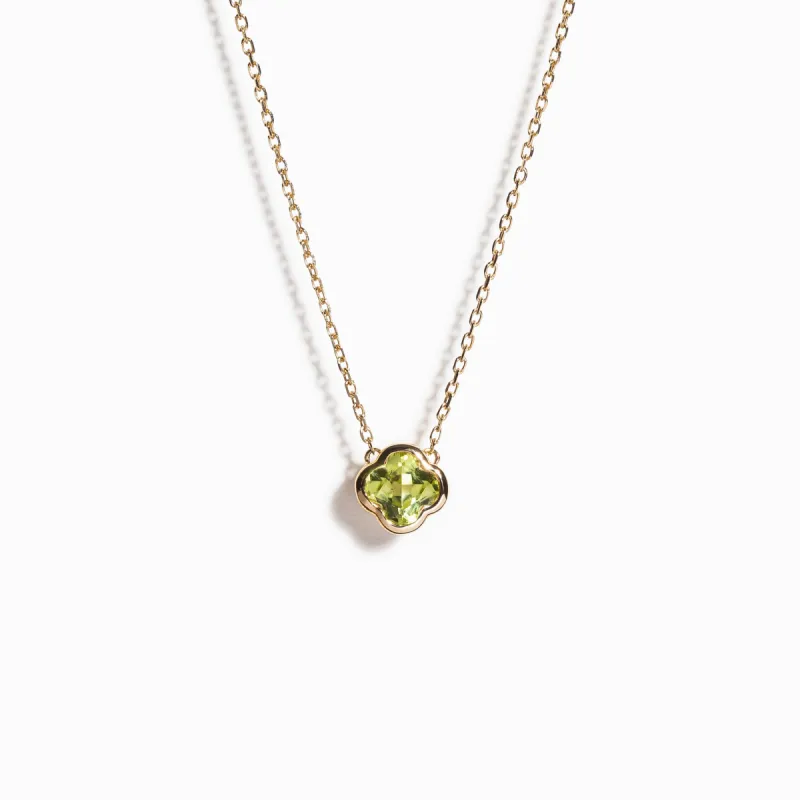 Clover Cut Peridot Necklace / 9K and 18K Solid Gold sold by Nyrelle Jewelry