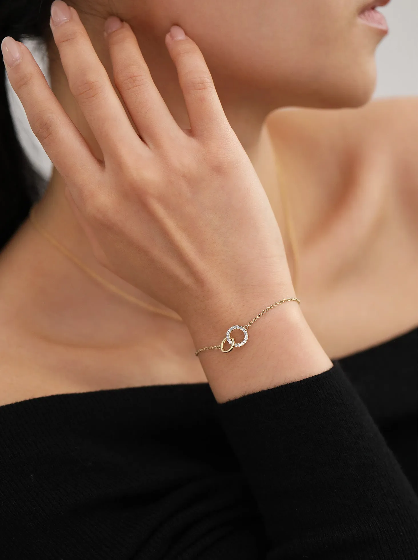 Infinity Pavé Diamond Bracelet / 9K and 18K Solid Gold sold by Nyrelle Jewelry product image thumbnail 5