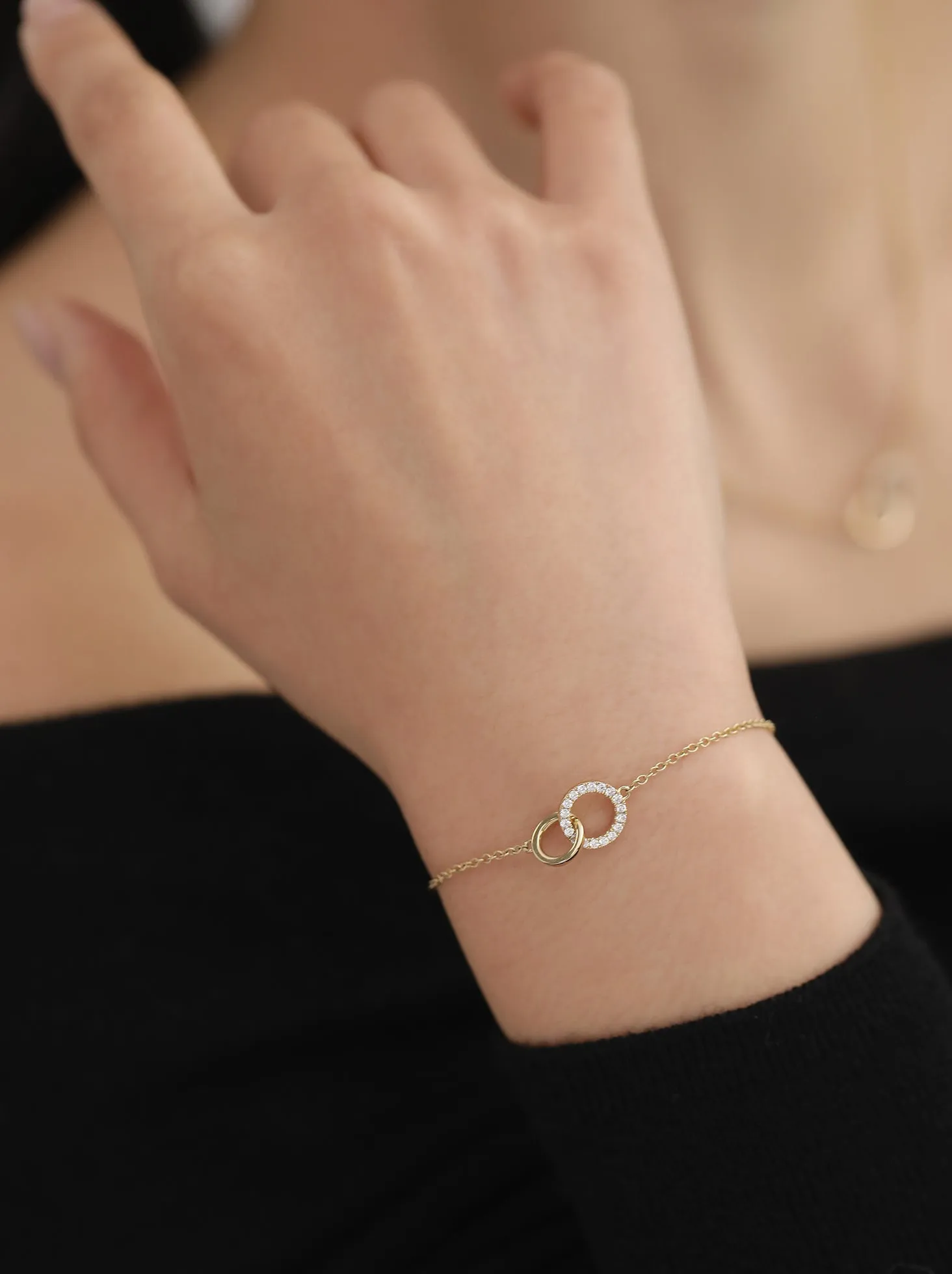 Infinity Pavé Diamond Bracelet / 9K and 18K Solid Gold sold by Nyrelle Jewelry product image thumbnail 4