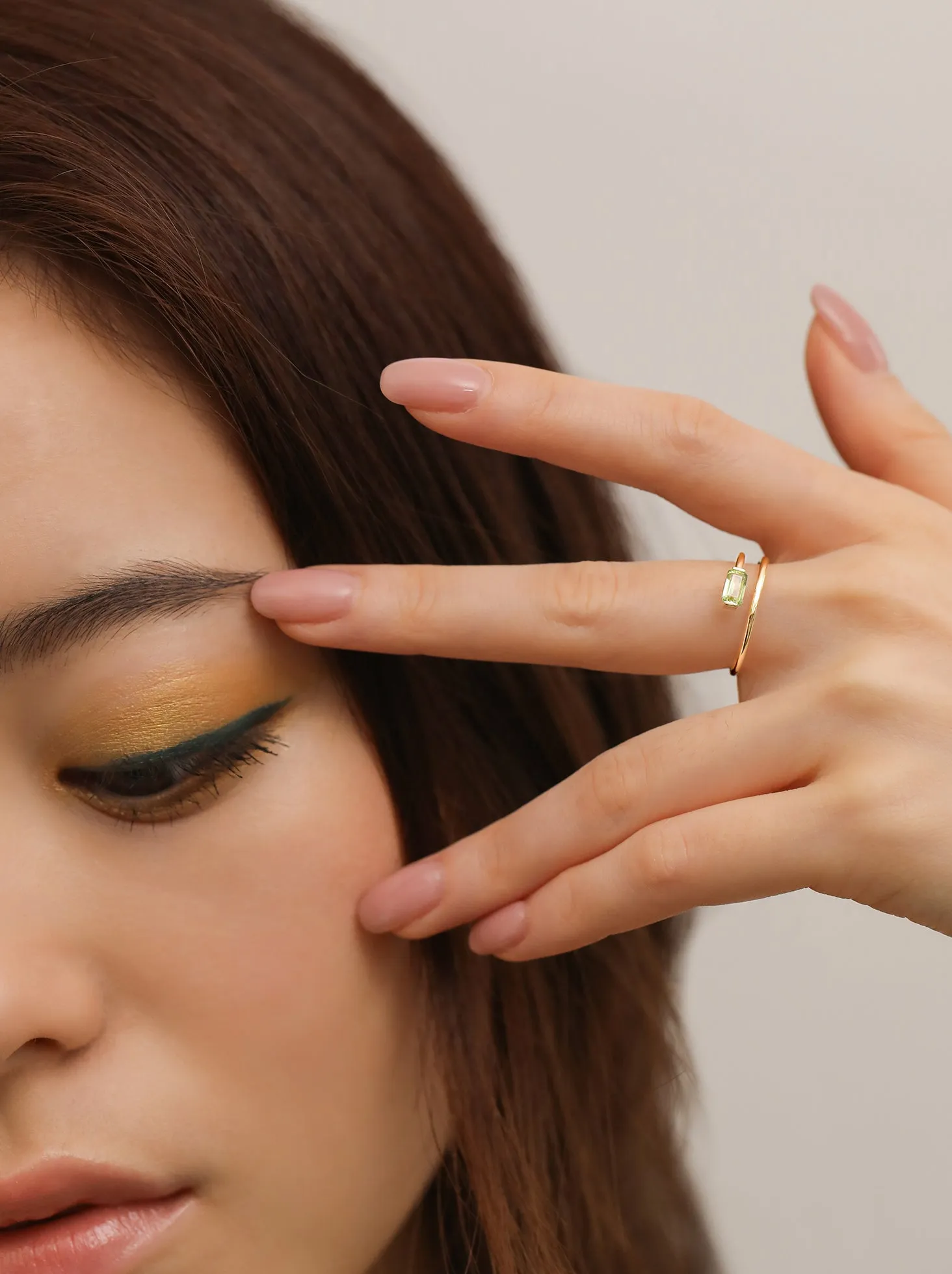 Green Peridot Wrap Ring /9K and 18K Solid Gold sold by Nyrelle Jewelry product image thumbnail 3