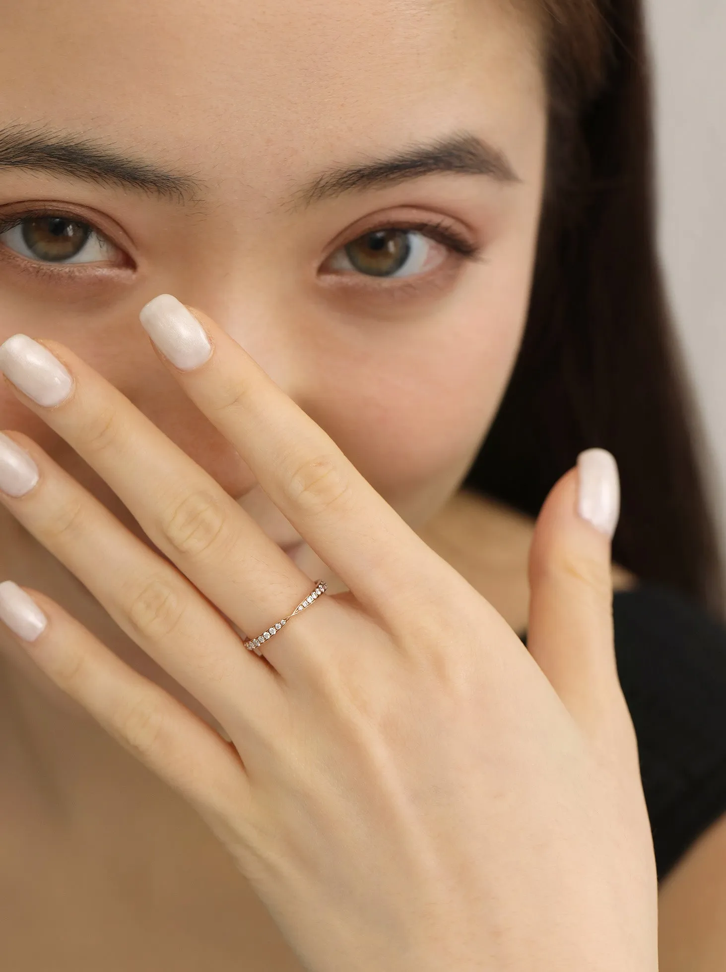 Pavé Diamond Twist Ring / 9K and 18K Solid Gold sold by Nyrelle Jewelry product image thumbnail 5