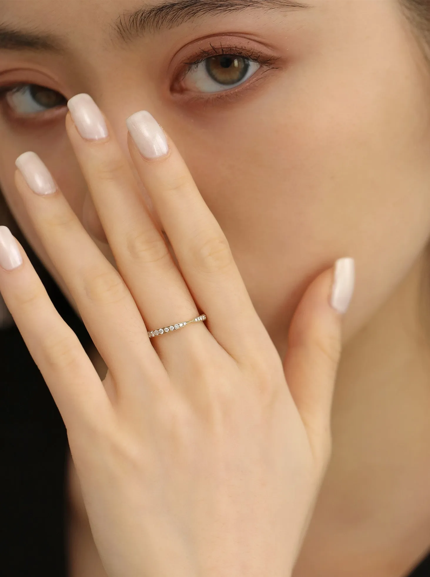 Pavé Diamond Twist Ring / 9K and 18K Solid Gold sold by Nyrelle Jewelry product image thumbnail 4