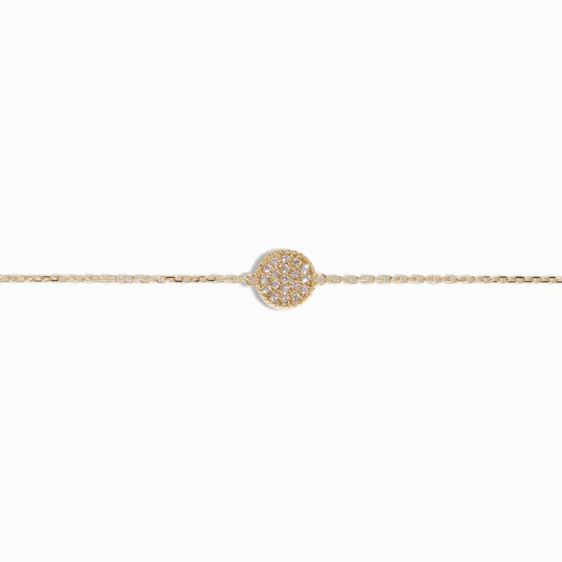 Pavé Diamond Circle Bracelet / 9K and 18K Solid Gold sold by Nyrelle Jewelry