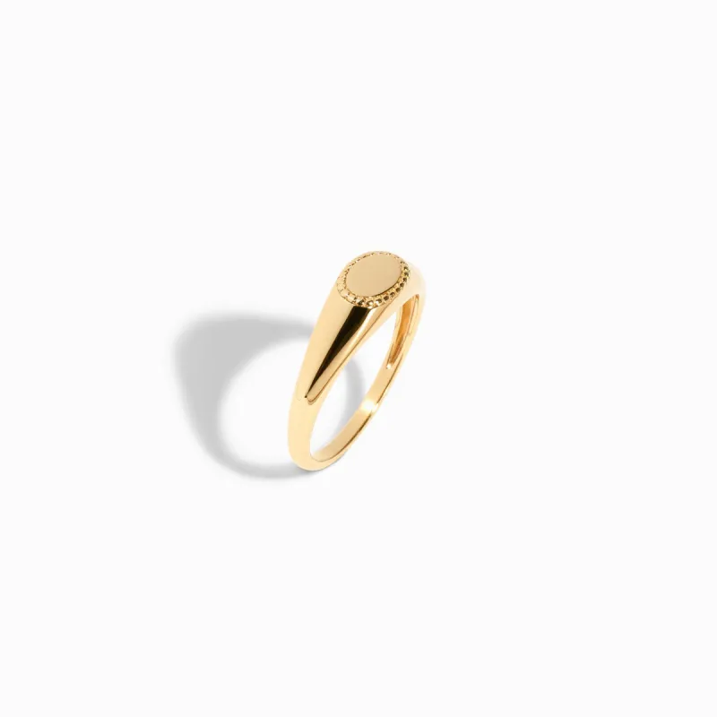 Beaded Signet Ring / Vermeil sold by Nyrelle Jewelry