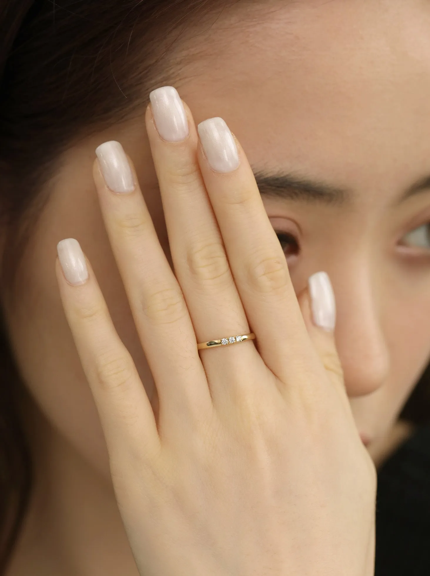 Diamond Line Ring / 9K and 18K Solid Gold sold by Nyrelle Jewelry product image thumbnail 5