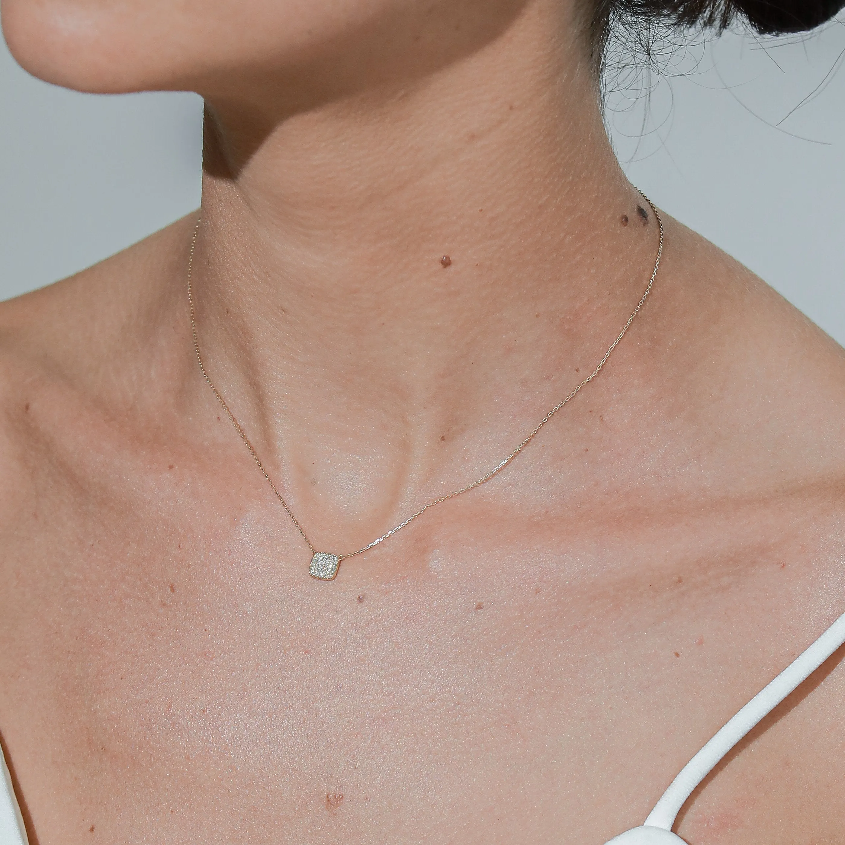 Pavé Diamond Square Necklace / 9K and 18K Solid Gold sold by Nyrelle Jewelry product image thumbnail 4