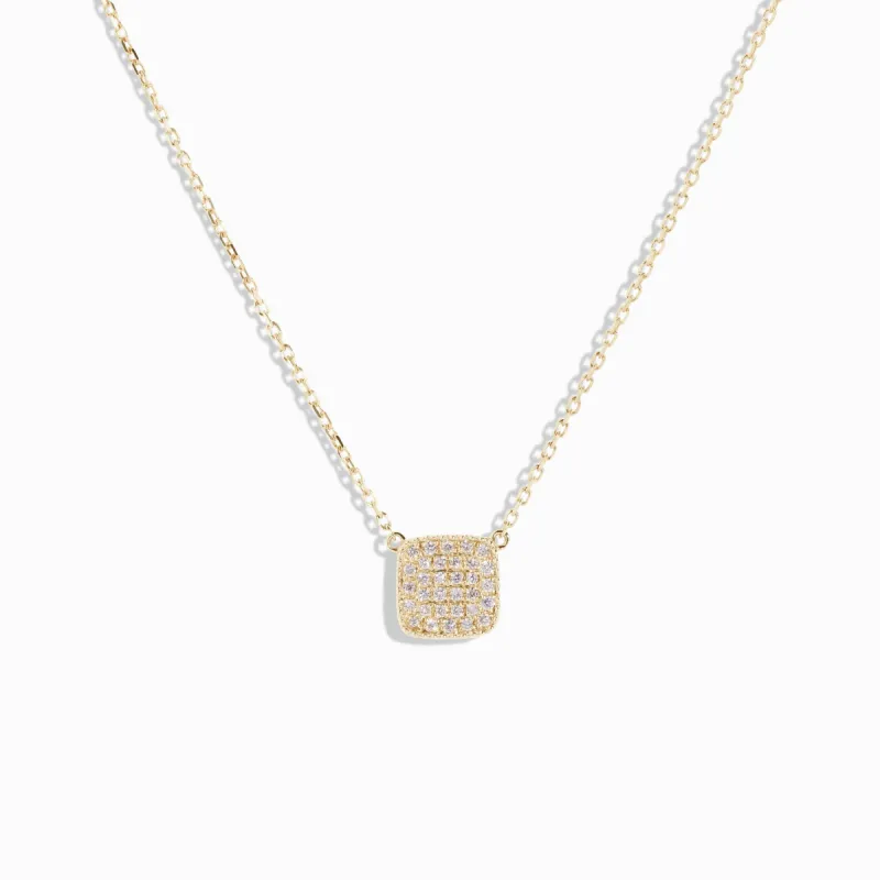 Pavé Diamond Square Necklace / 9K and 18K Solid Gold sold by Nyrelle Jewelry