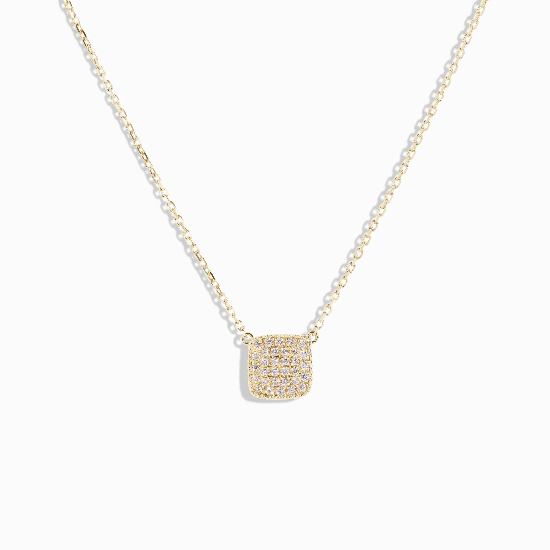 Pavé Diamond Square Necklace / 9K and 18K Solid Gold sold by Nyrelle Jewelry