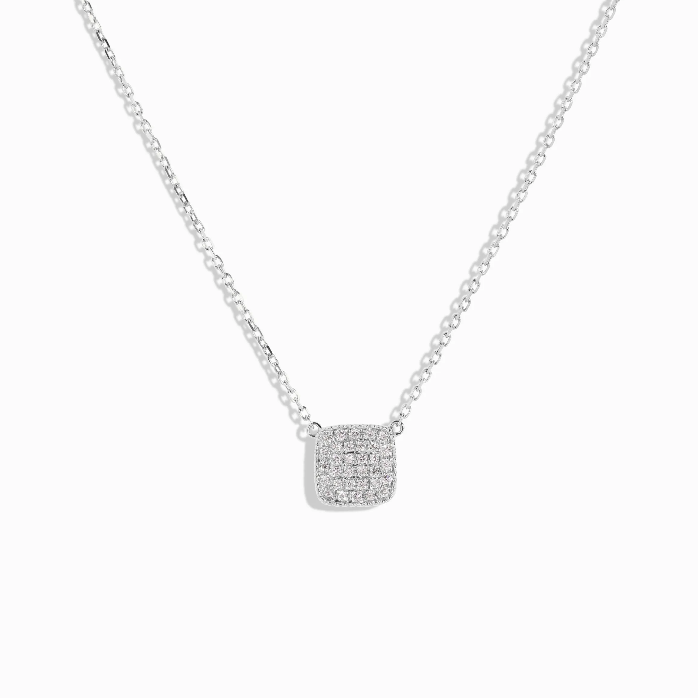 Pavé Diamond Square Necklace / 9K and 18K Solid Gold sold by Nyrelle Jewelry product image thumbnail 2