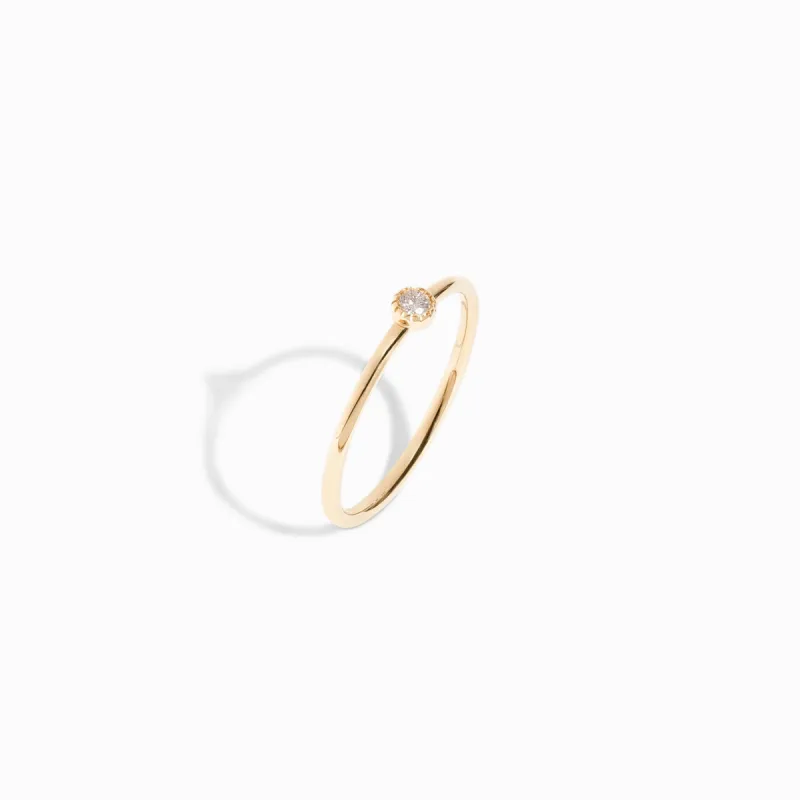 Milgrain-Set Diamond Ring / 9K and 18K Solid Gold sold by Nyrelle Jewelry