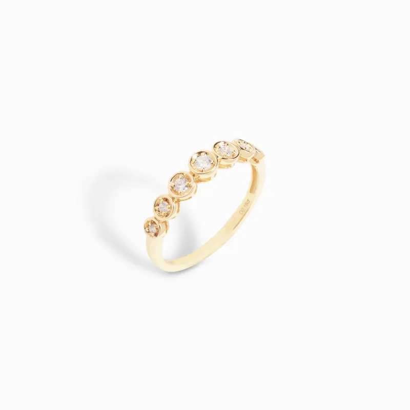 Graduated Diamond Half Eternity Ring / 9K and 18K Solid Gold sold by Nyrelle Jewelry
