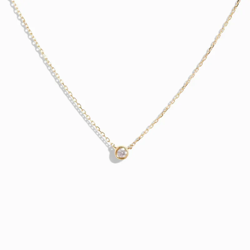 Bezel-Set Diamond Necklace / 9K and 18K Solid Gold sold by Nyrelle Jewelry