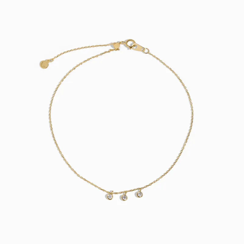 Bezel-Set Anklet / 9K and 18K Solid Gold sold by Nyrelle Jewelry