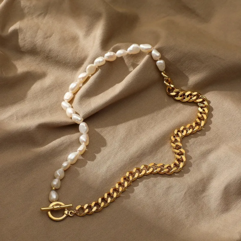 Pearl Necklace - Mason & Madison Half Chain Pearl Necklace sold by UPPER Bags
