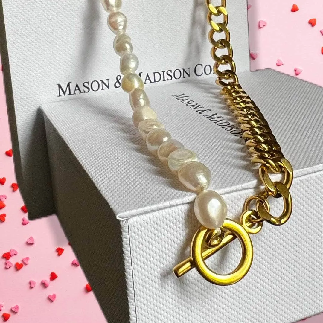 Pearl Necklace - Mason & Madison Half Chain Pearl Necklace sold by UPPER Bags product image thumbnail 5