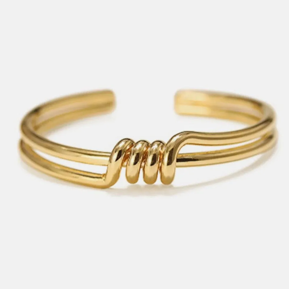 Gold Cuff Bangle Bracelet - Open Cuff Spiral Bracelet sold by UPPER Bags