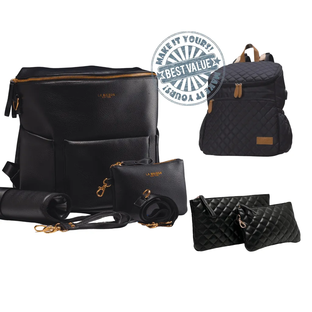 Diaper Bag Set - UPPER Exclusive Deal Set + Free Gift ( Black ) sold by UPPER Bags