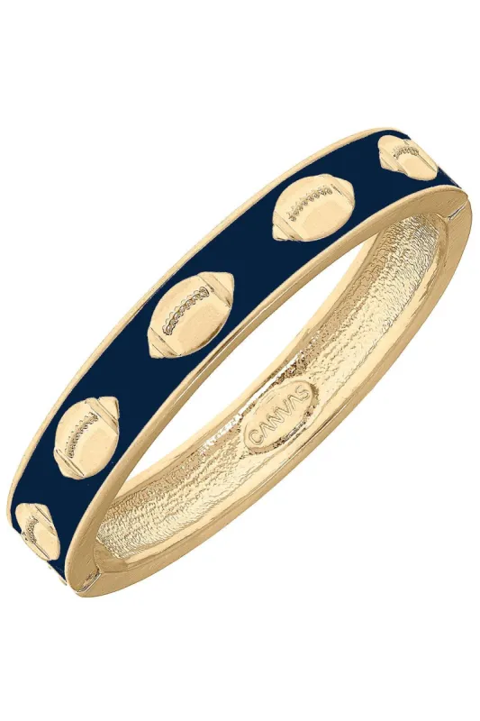 Game Day Enamel Football Hinge Bangle in Navy sold by Canvas Style