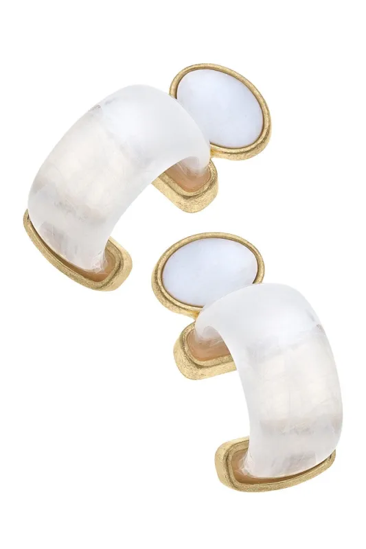 Brie Mother of Pearl Hoop Earrings sold by Canvas Style