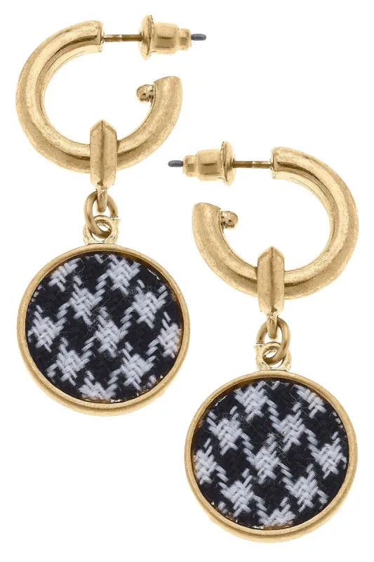 Kylee Houndstooth Drop Hoop Earrings in Black & White - FINAL SALE sold by Canvas Style