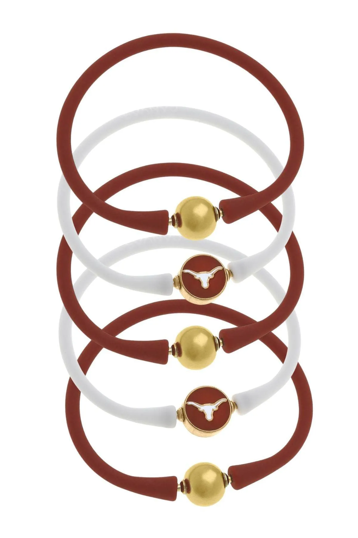 Texas Longhorns 24K Gold Plated Bali Bracelet Stack (Set of 5) sold by Canvas Style