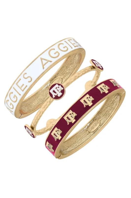 Texas A&M Aggies Enamel Bangle Stack (Set of 3) sold by Canvas Style