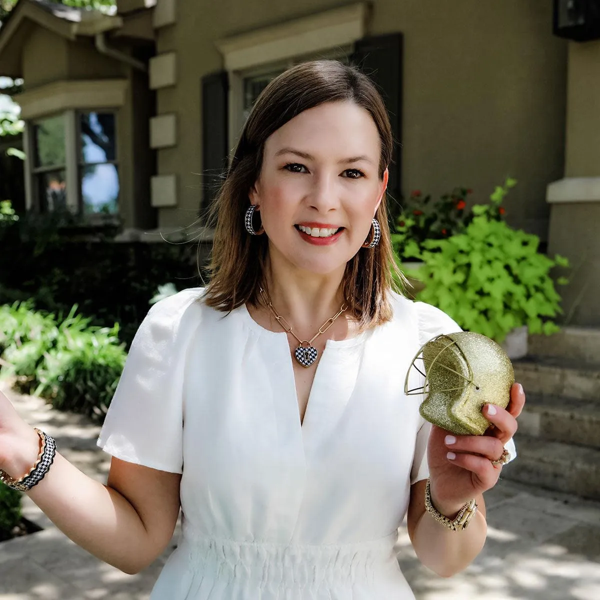 Monclér Houndstooth Heart Padlock Necklace in Black & White - FINAL SALE sold by Canvas Style product image thumbnail 3