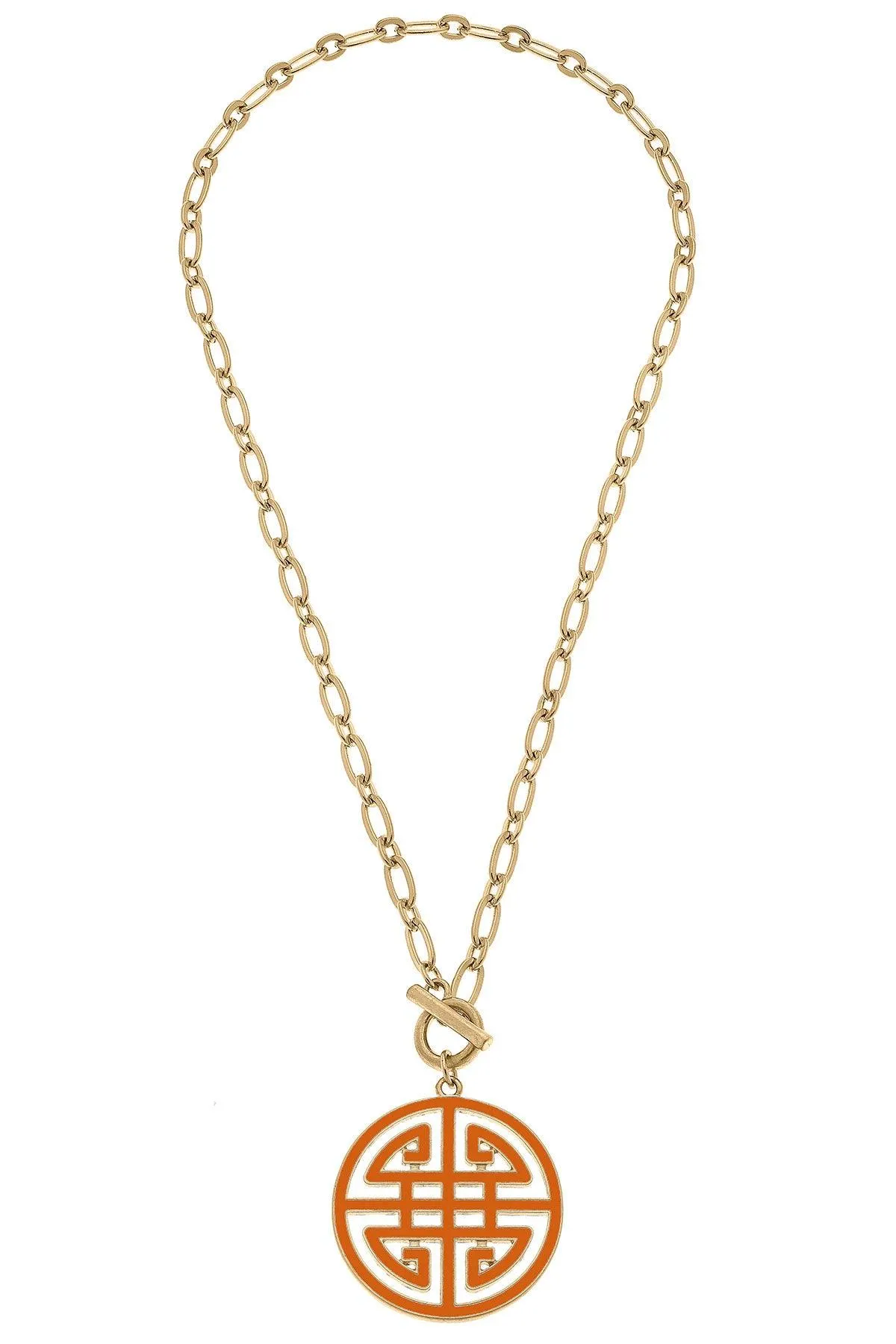 Tara Game Day Greek Keys Enamel Pendant Necklace in Burnt Orange sold by Canvas Style product image thumbnail 2