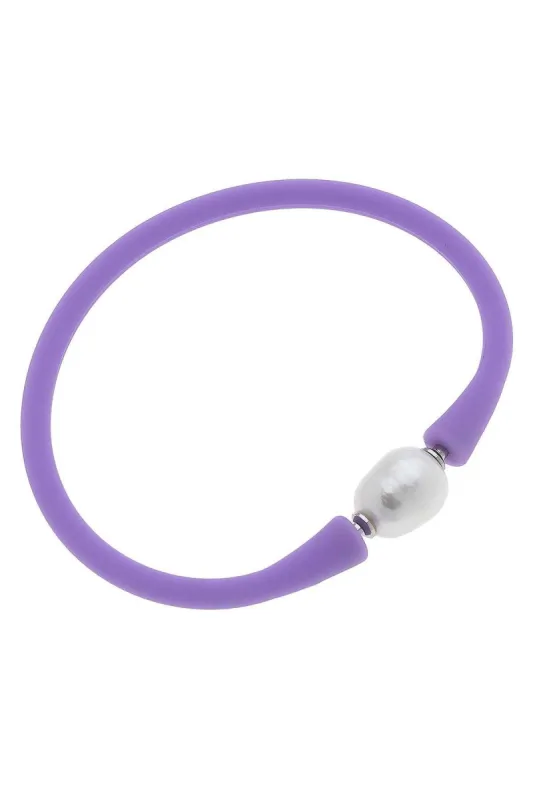 Bali Freshwater Pearl Silicone Bracelet in Lavender - FINAL SALE sold by Canvas Style