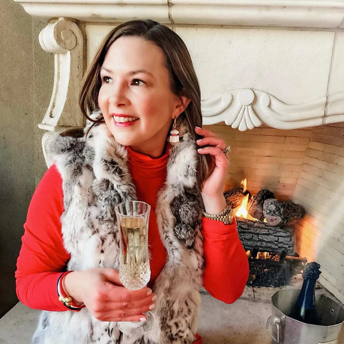 Aspen Ski Sweater Drop Hoop Enamel Earrings - FINAL SALE sold by Canvas Style product image thumbnail 2