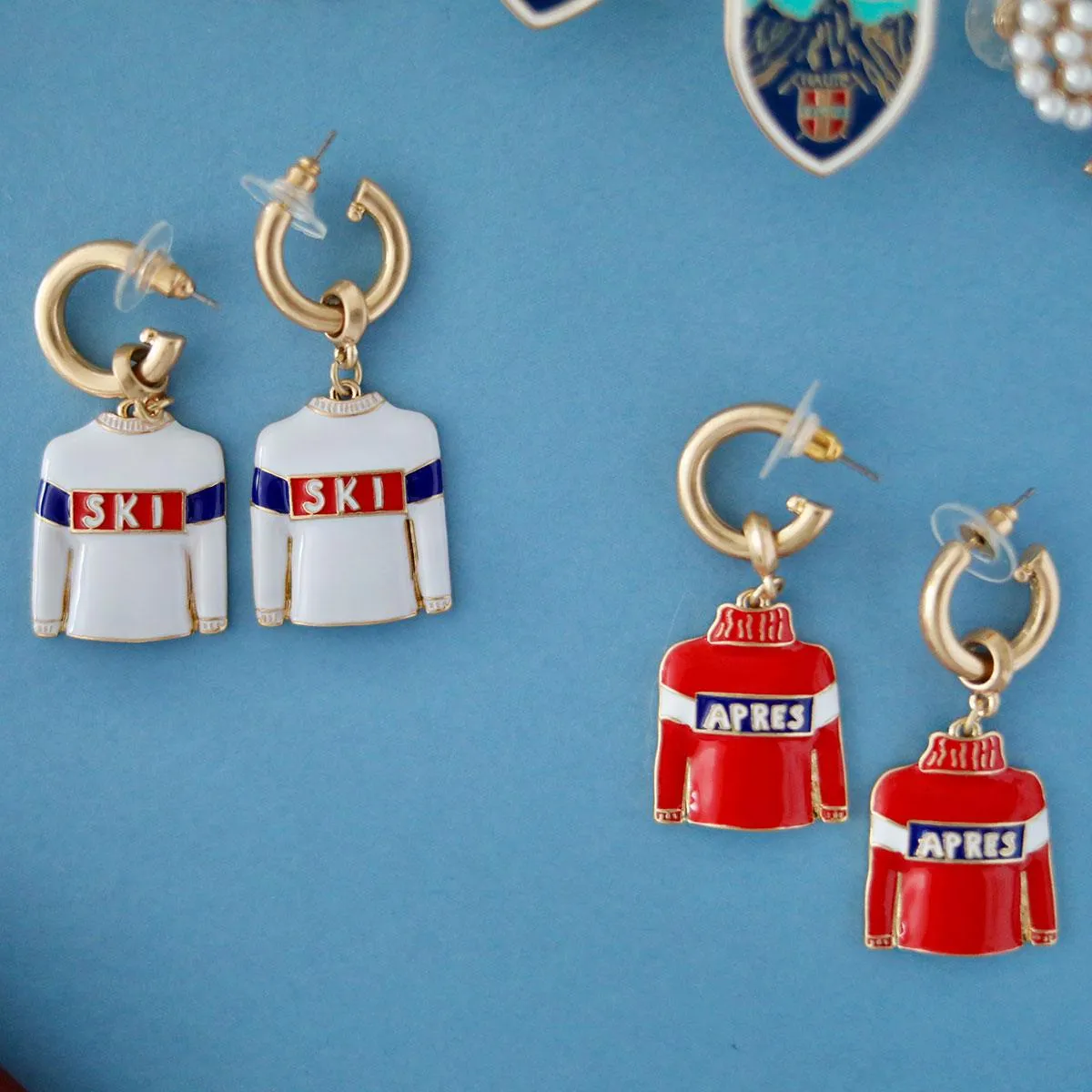 Aspen Ski Sweater Drop Hoop Enamel Earrings - FINAL SALE sold by Canvas Style product image thumbnail 3