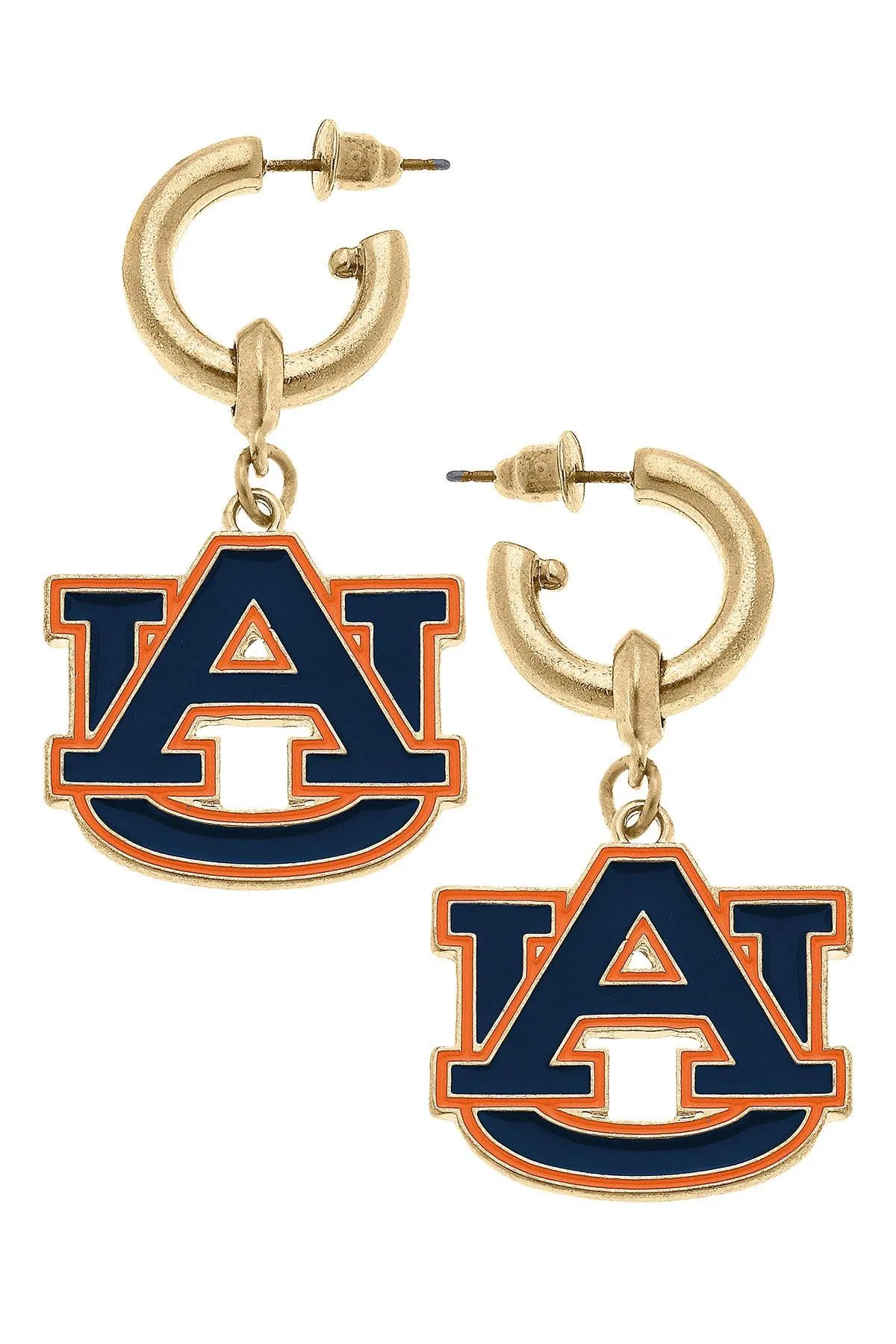 Auburn Tigers Enamel Drop Hoop Earrings - FINAL SALE sold by Canvas Style