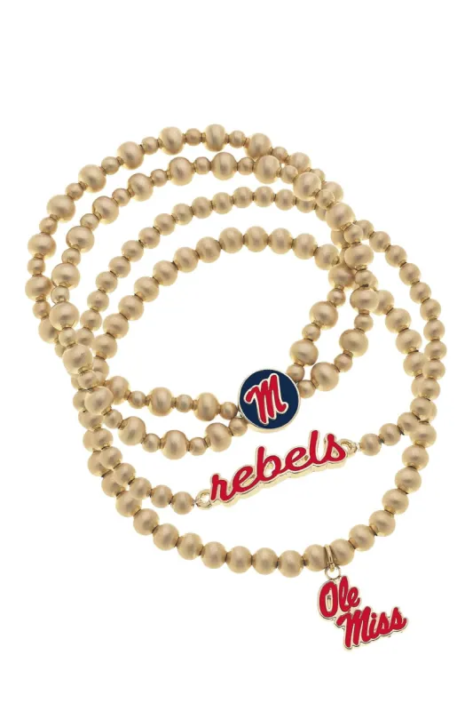 Ole Miss Rebels Ball Bead Stretch Bracelet Stack sold by Canvas Style