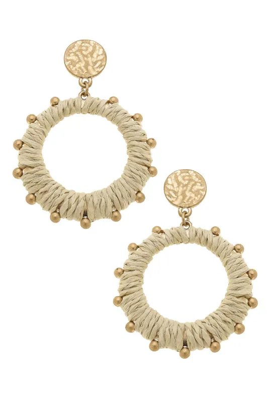 Bora Bora Raffia Hoop Earrings In Natural - FINAL SALE sold by Canvas Style