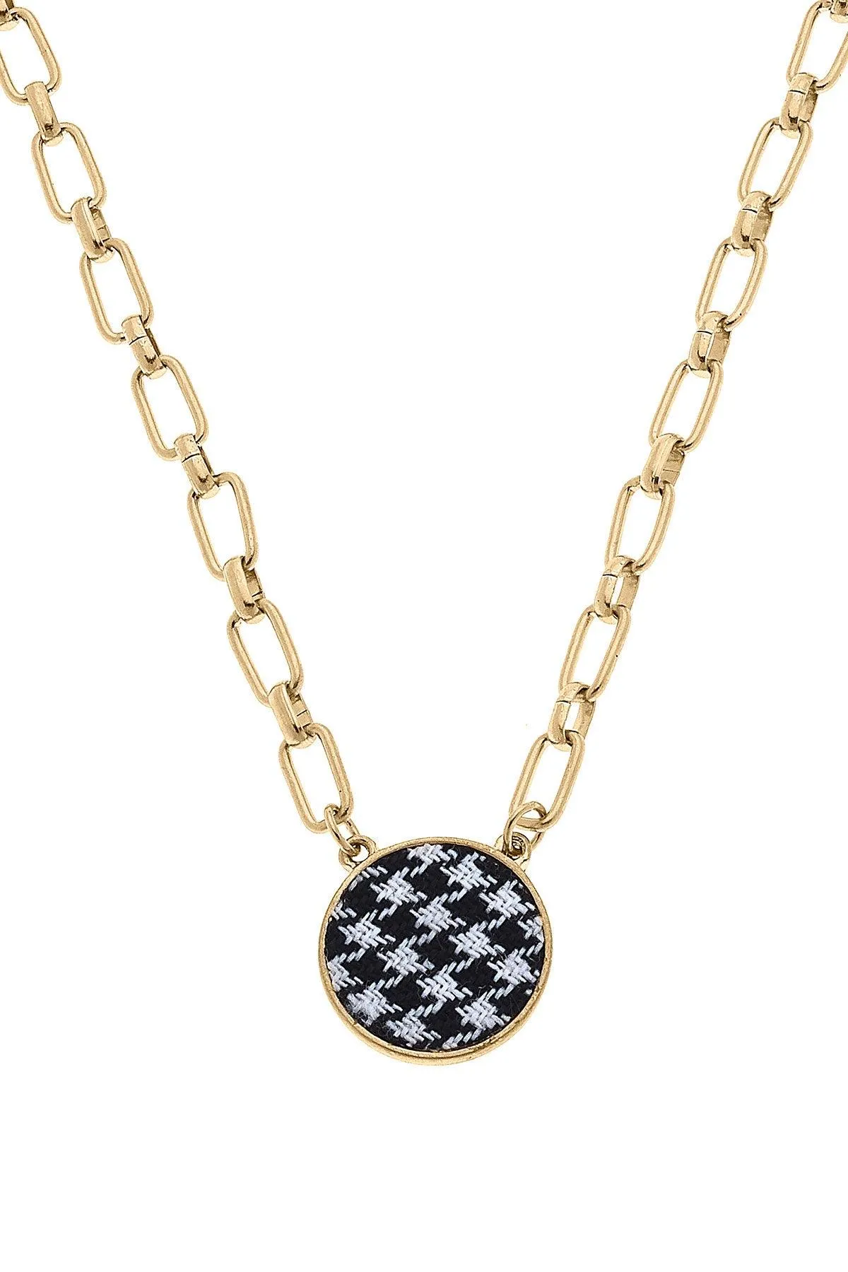 Corrie Houndstooth Pendant Necklace in Black & White - FINAL SALE sold by Canvas Style