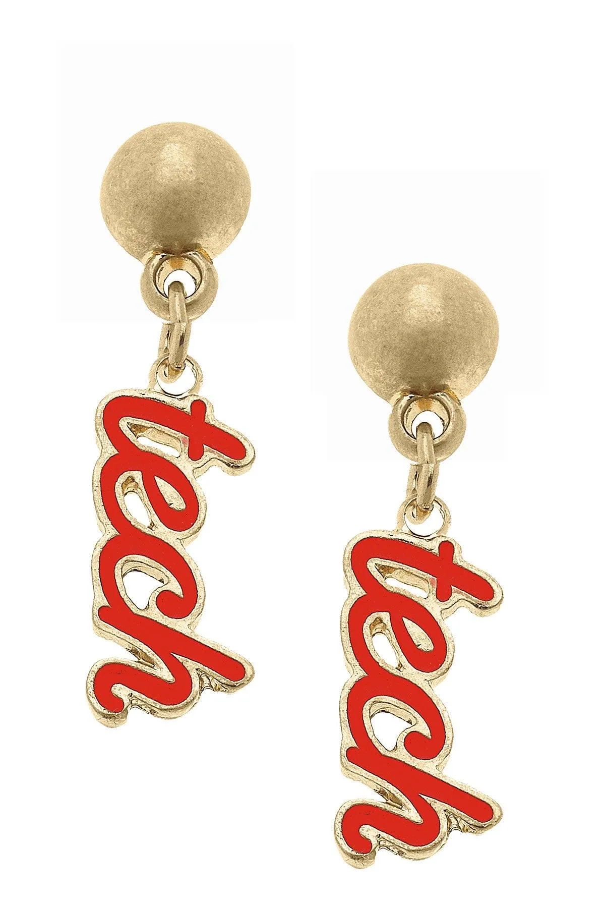 Texas Tech Red Raiders Enamel Script Earrings sold by Canvas Style