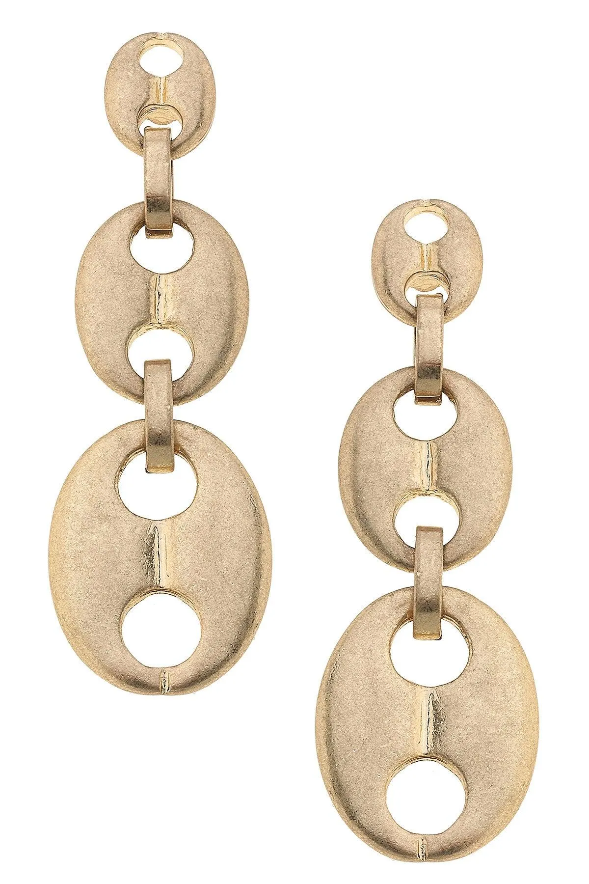Umi Linked Chain Earrings in Worn Gold sold by Canvas Style