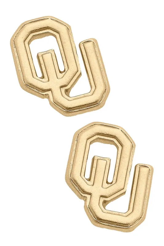 Oklahoma Sooners 24K Gold Plated Stud Earrings sold by Canvas Style