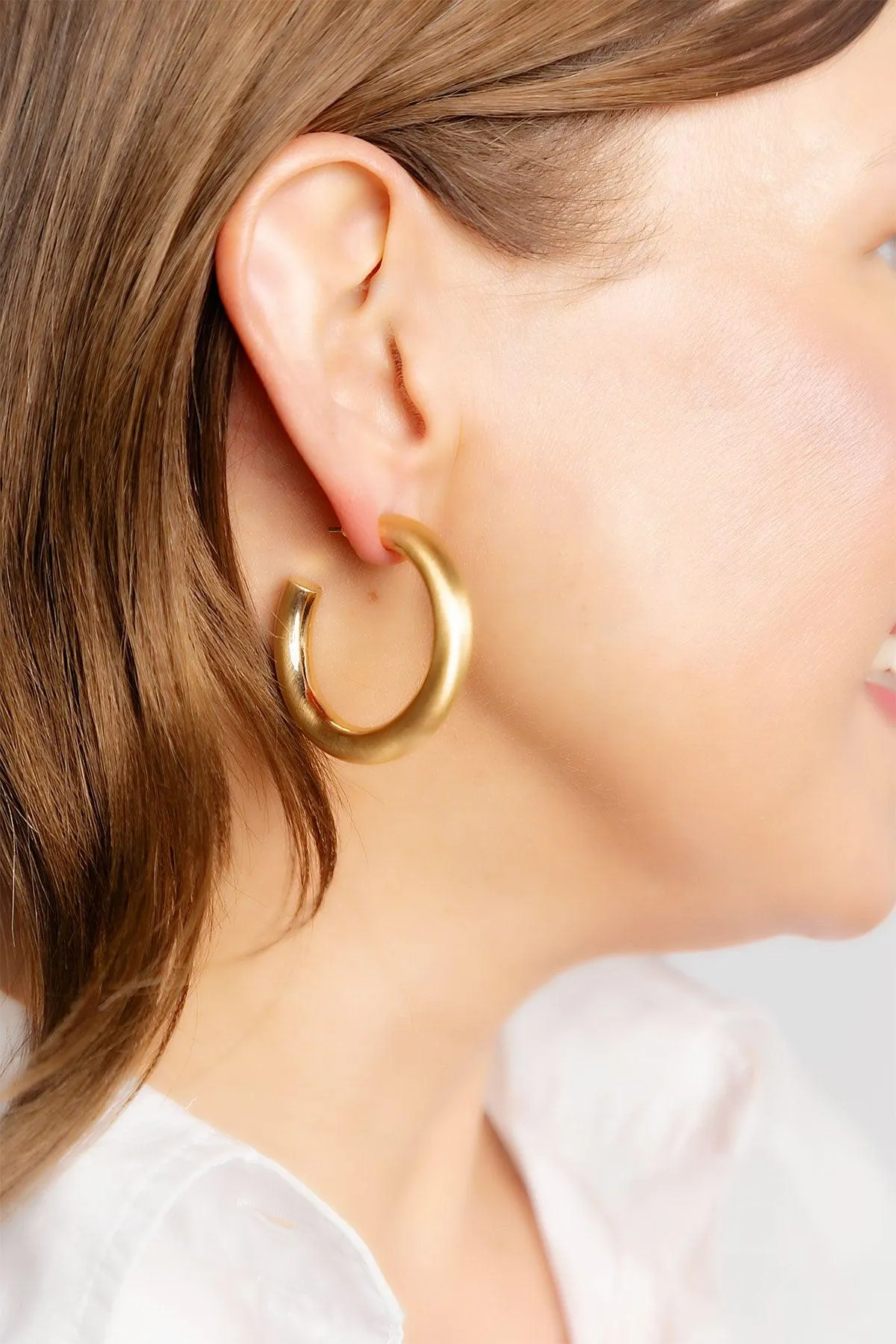 Arabella Hoop Earrings in Satin Gold sold by Canvas Style product image thumbnail 2