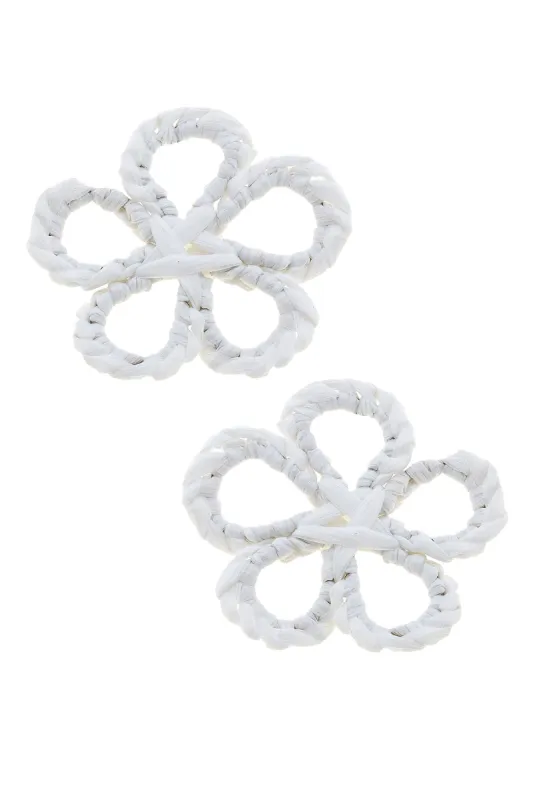 Tahiti Raffia Stud Earrings in White - FINAL SALE sold by Canvas Style