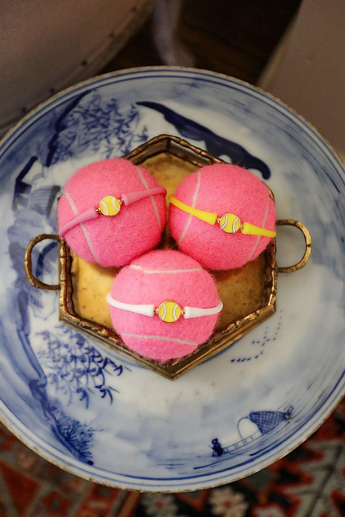 Enamel Tennis Ball Silicone Bali Bracelet in Bubblegum sold by Canvas Style product image thumbnail 3