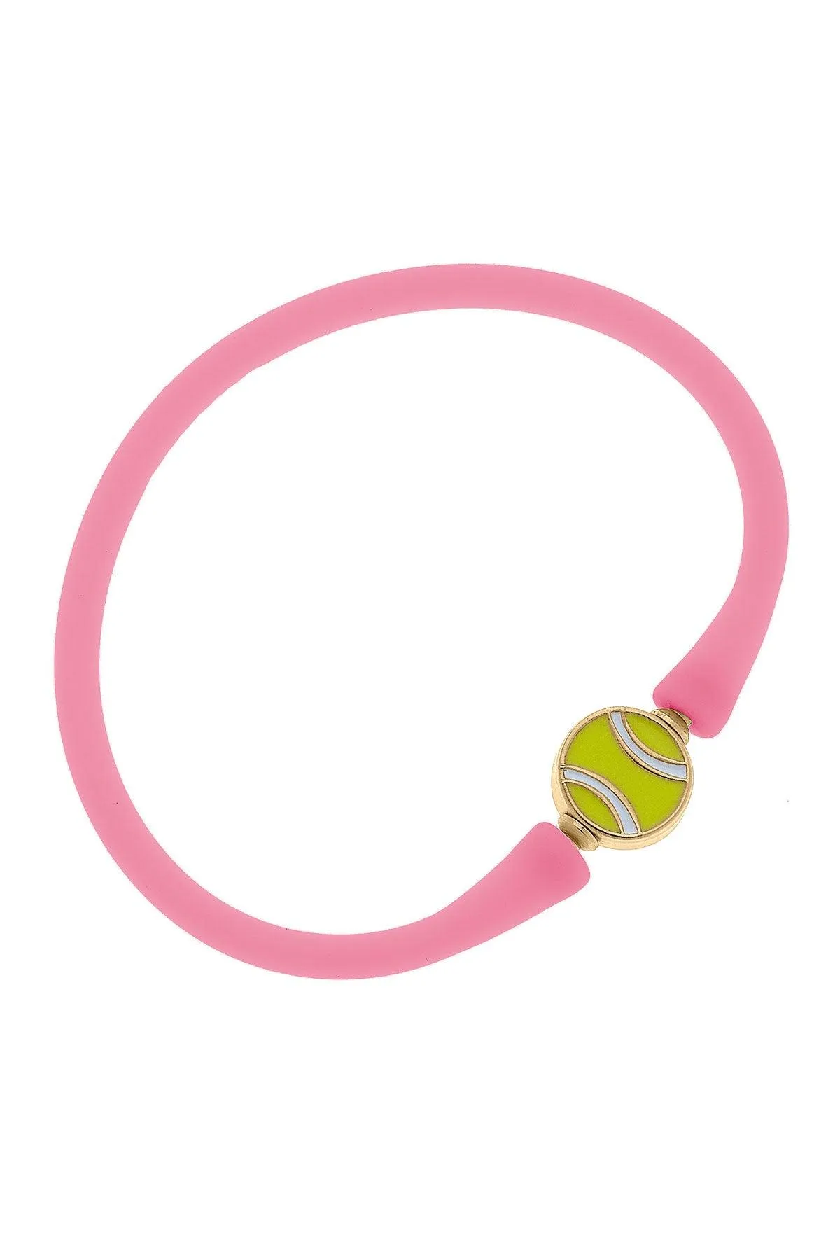 Enamel Tennis Ball Silicone Bali Bracelet in Bubblegum sold by Canvas Style