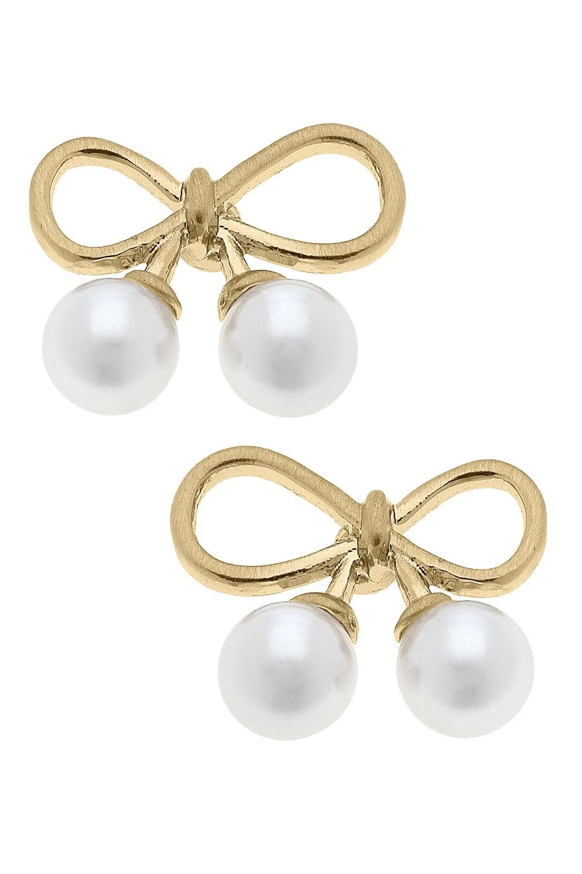 Tinsley Tiny Bow & Pearl Stud Earrings sold by Canvas Style
