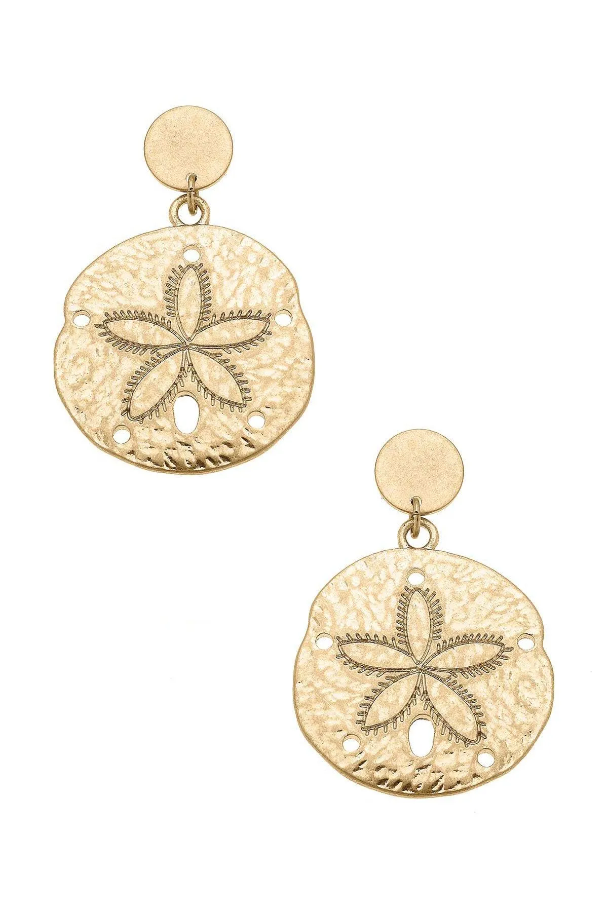 Sand Dollar Statement Earrings in Worn Gold sold by Canvas Style