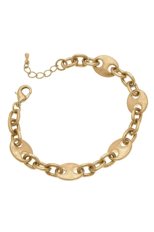 Blaire Mariner Chain Bracelet in Worn Gold - FINAL SALE sold by Canvas Style
