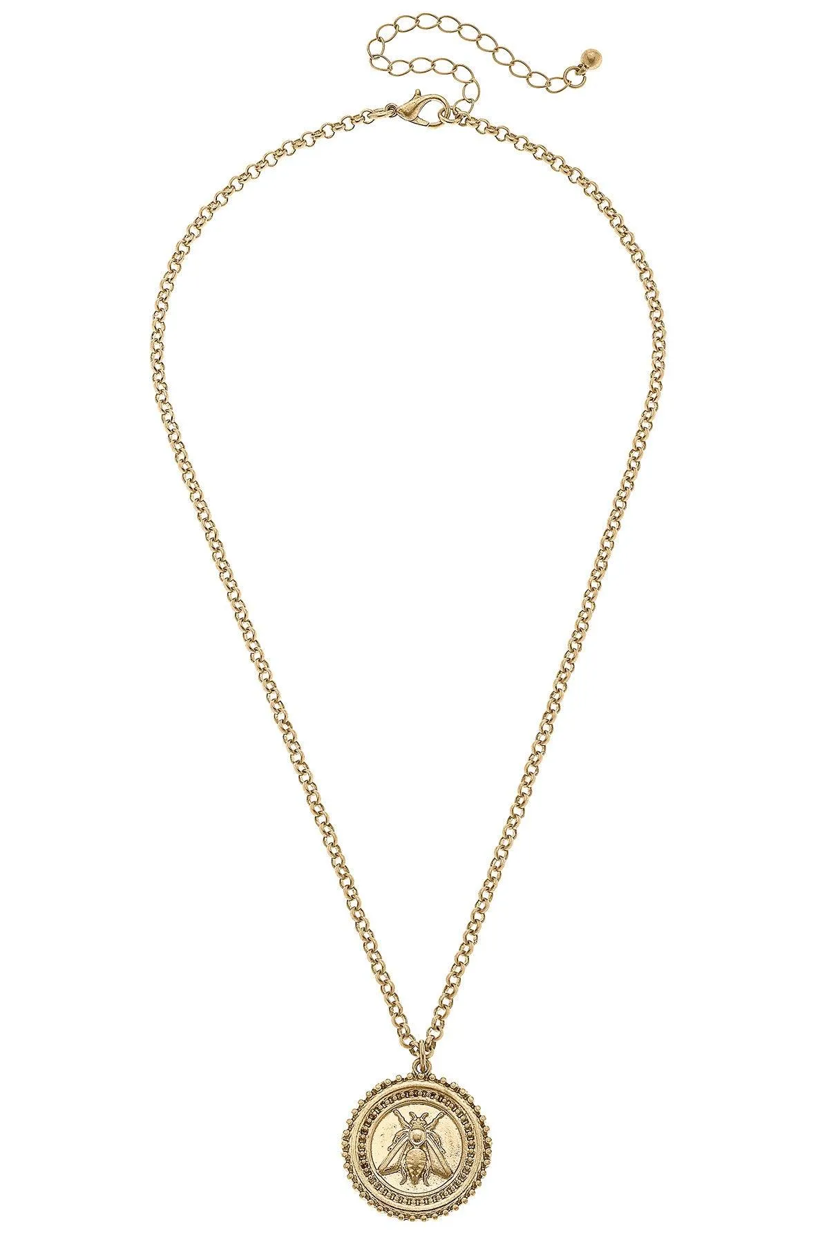 Lizette Bee Medallion Pendant Necklace in Worn Gold - FINAL SALE sold by Canvas Style product image thumbnail 2