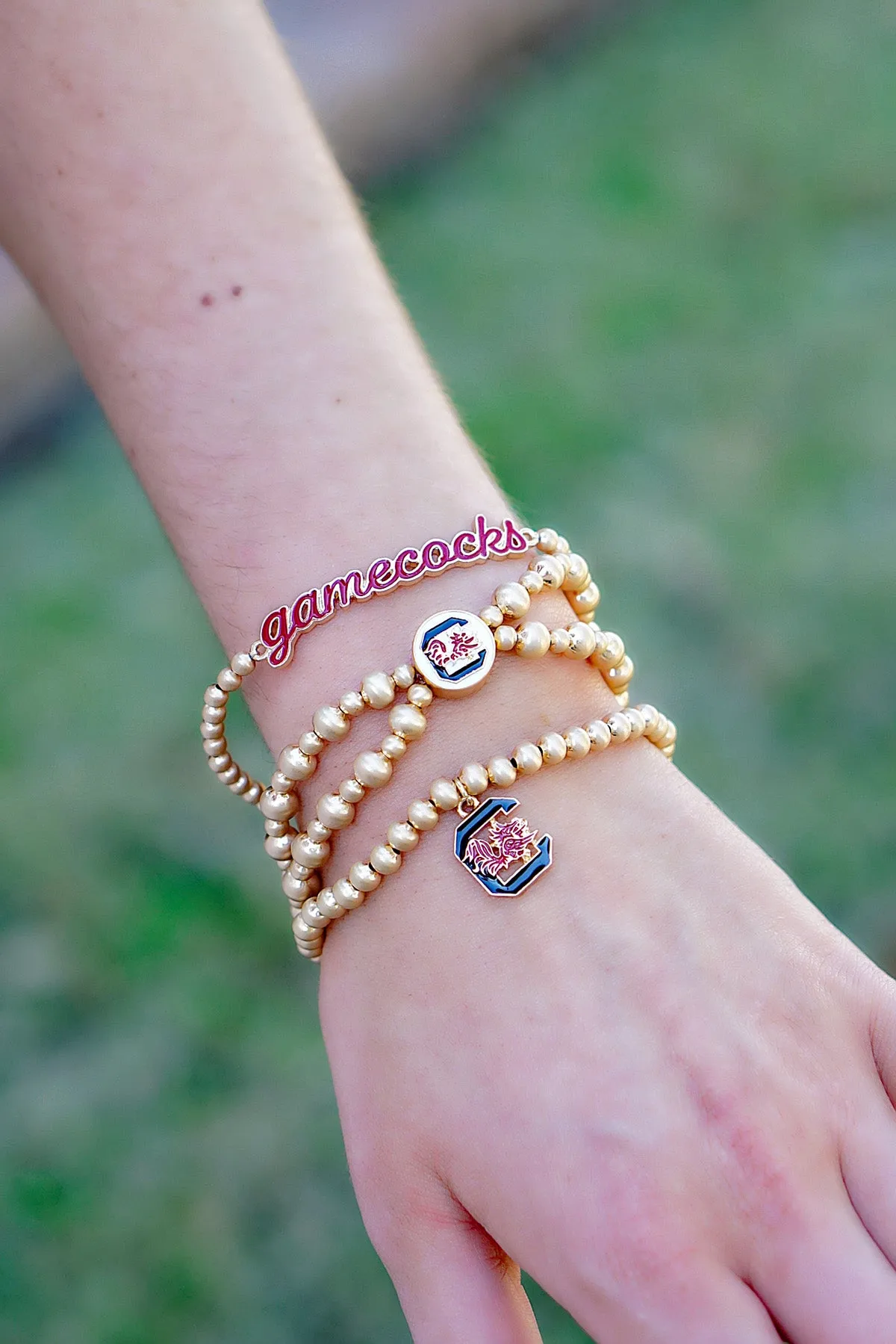 South Carolina Gamecocks 2-Row Ball Bead Stretch Bracelet sold by Canvas Style product image thumbnail 2